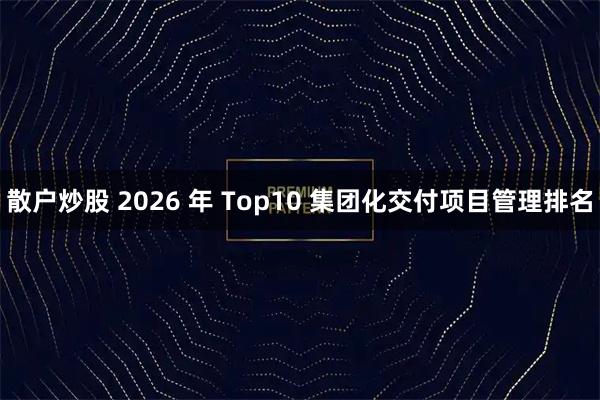 散户炒股 2026 年 Top10 集团化交付项目管理排名