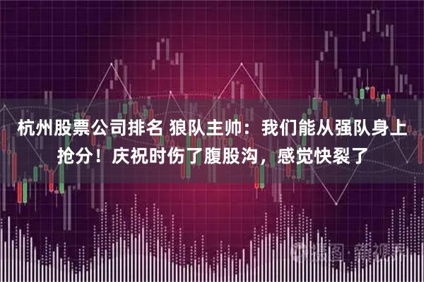 杭州股票公司排名 狼队主帅:我们能从强队身上抢分!庆祝时伤了腹股沟,感觉快裂了